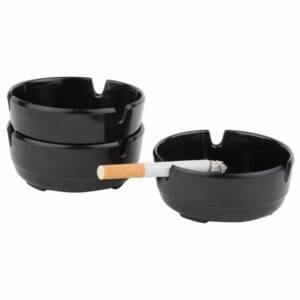 SET 3 POSACENERI NERI PLASTICA CM.8 48251-03