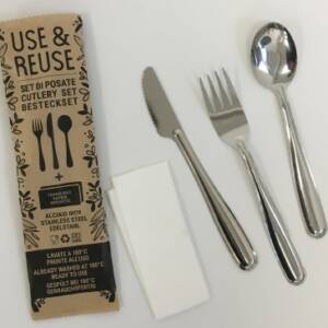 USE & REUSE/FORCHETTA inox-COLTELLO inox-CUCCHIAIO inox TOVAGLIOLO CM.16 PINTINOX