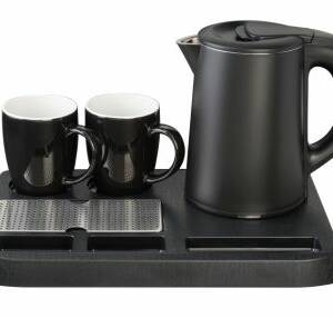 SET BOLLITORE LT.0,8 E VASSOIO + 2 TAZZA NERE WK9102 1360W EVA