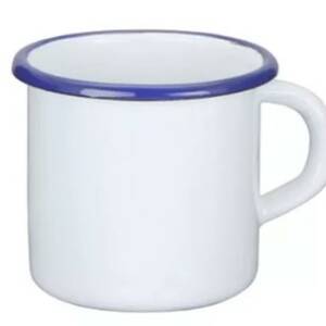 MUG SMALTATO BIANCO/BORDO BLU CM.8 012250