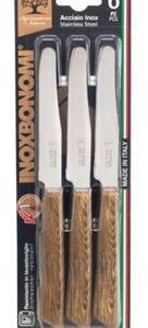 CF.6 COLTELLI TAVOLA LEGNO ROVERE A/60006R
 BONOMI